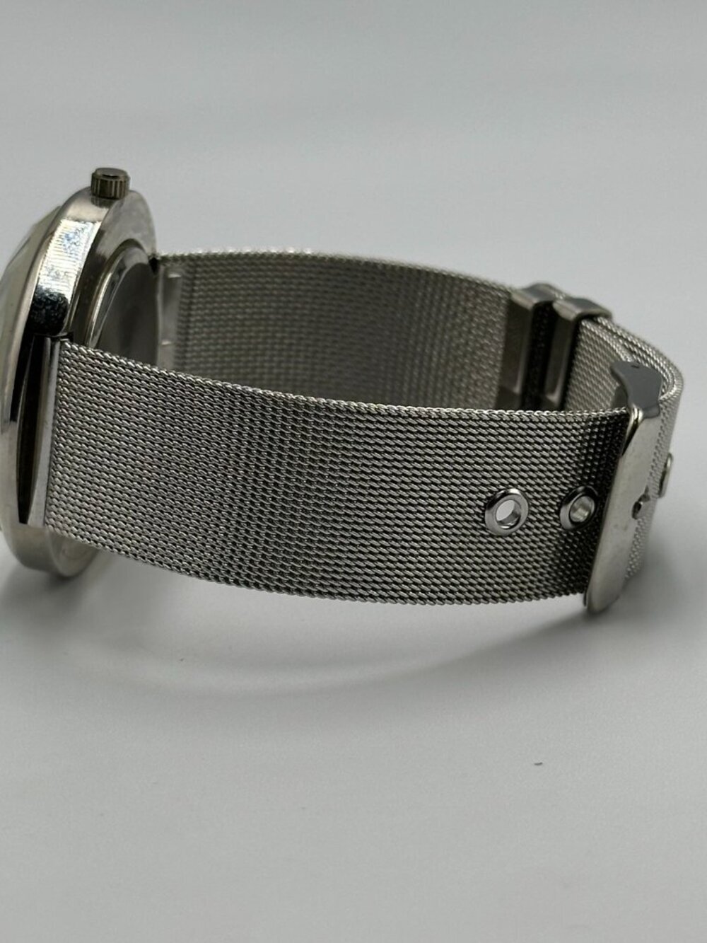 Accutime Womens Watch Faceted Bezel Round Silver Tone Mesh Band New Battery - Picture 10 of 13